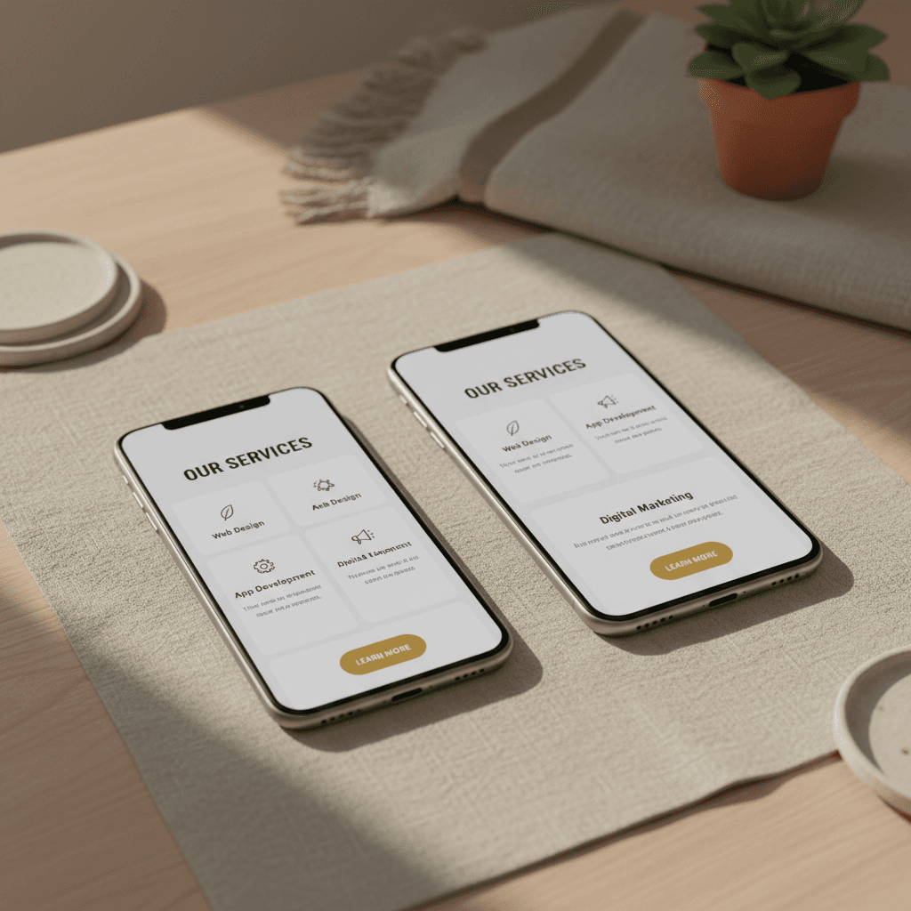 Responsive website design displayed on multiple mobile devices