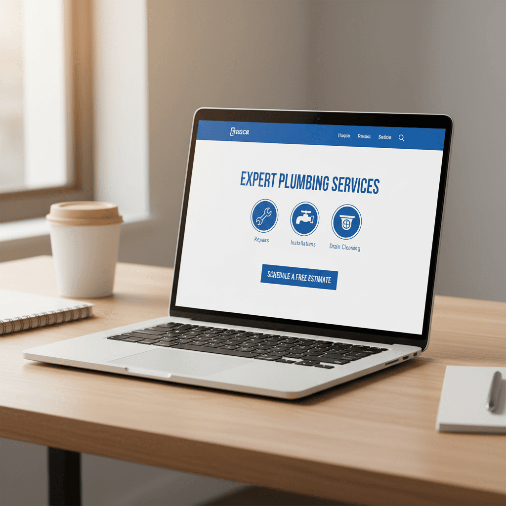 Industry-specific website template displayed on laptop screen