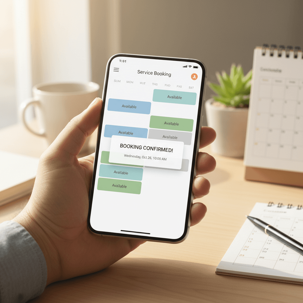 Mobile booking system interface on smartphone